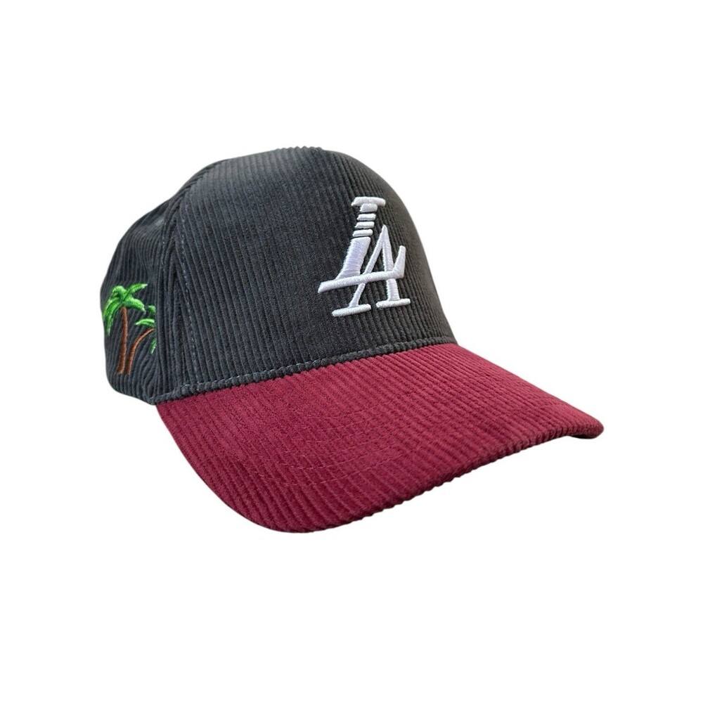 REFERENCE Paradise LA Corduroy Snapback Hat Charcoal/Burgundy 2026